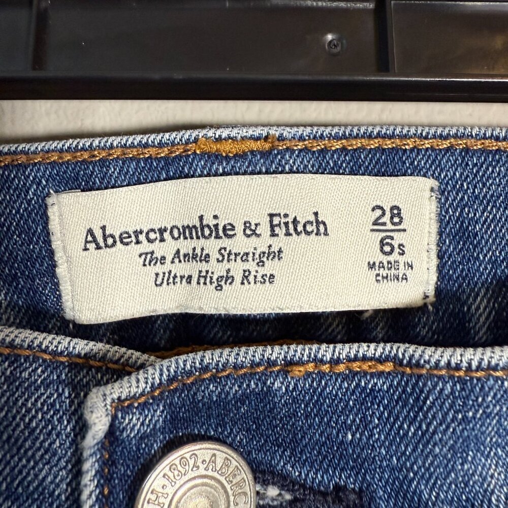 Abercrombie & Fitch Ankle Straight Ultra High Rise Denim Jean Women's 28 6S Blue - Picture 6 of 12